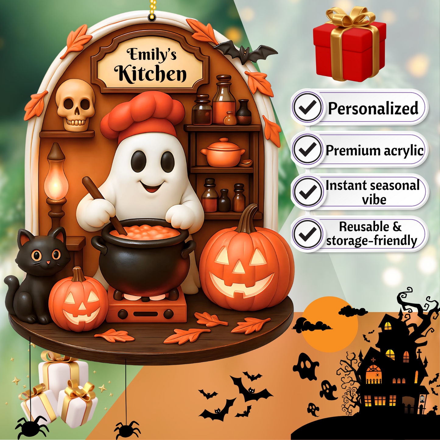 Mama's Kitchen Custom Halloween Acrylic Ornament - Gift for Her