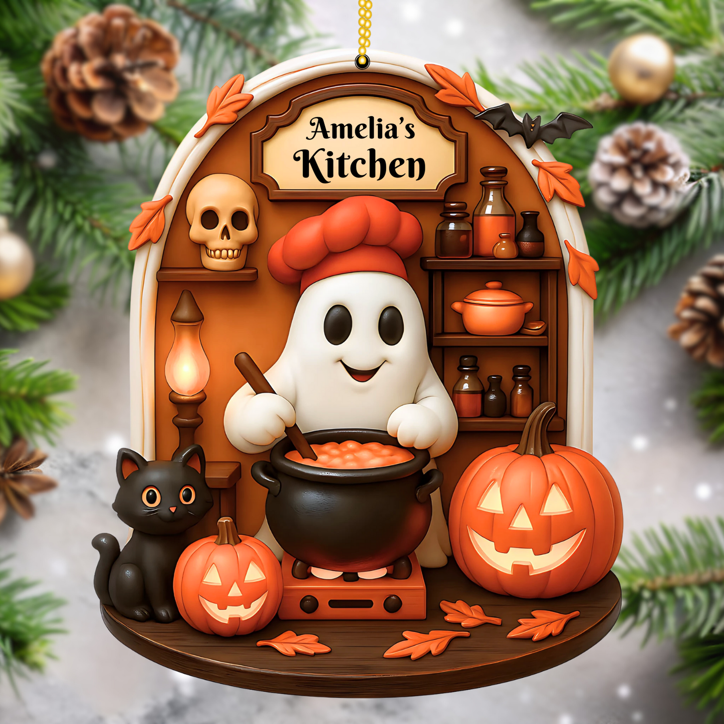 Mama's Kitchen Custom Halloween Acrylic Ornament - Gift for Her